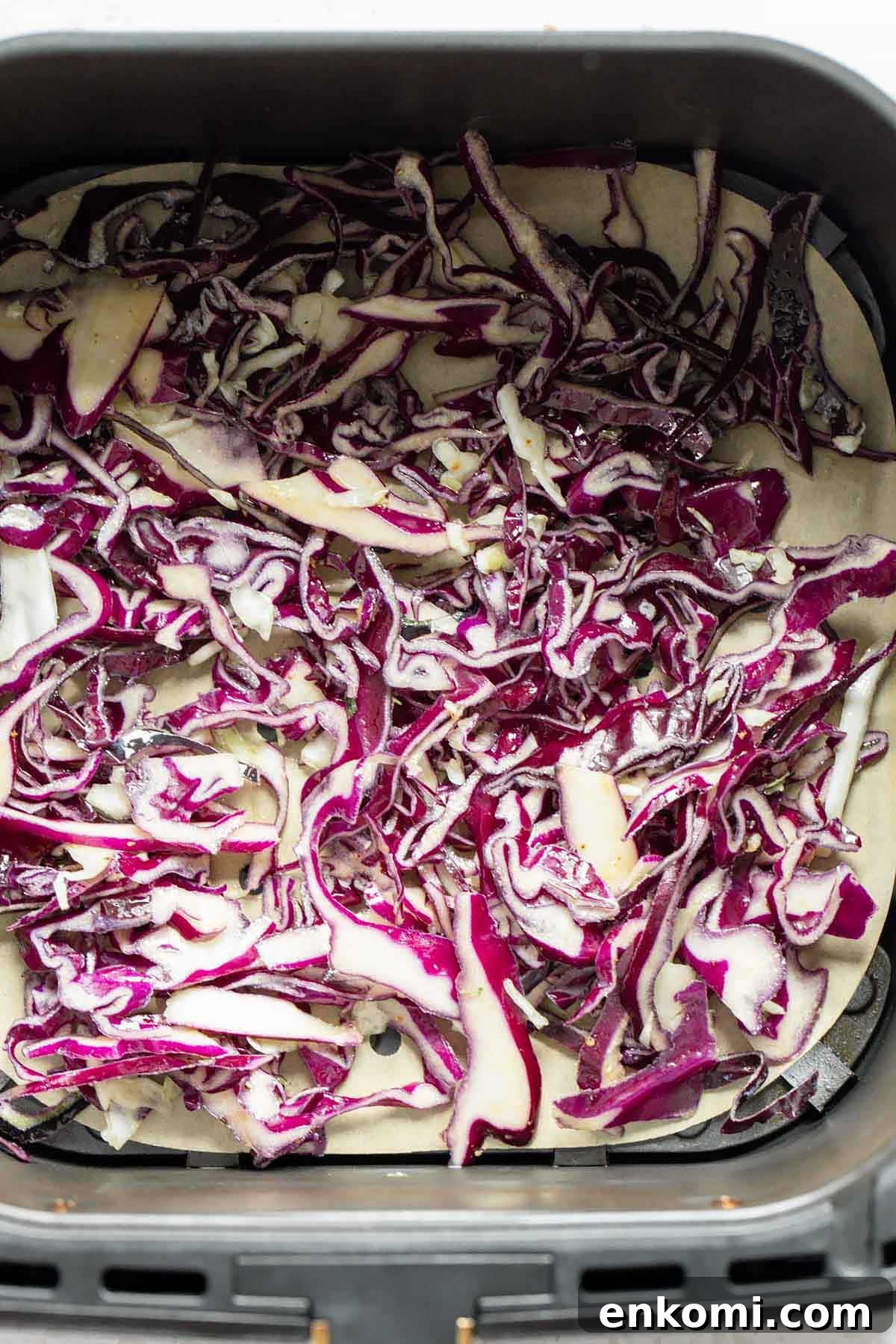 shredded red cabbage in air fryer
