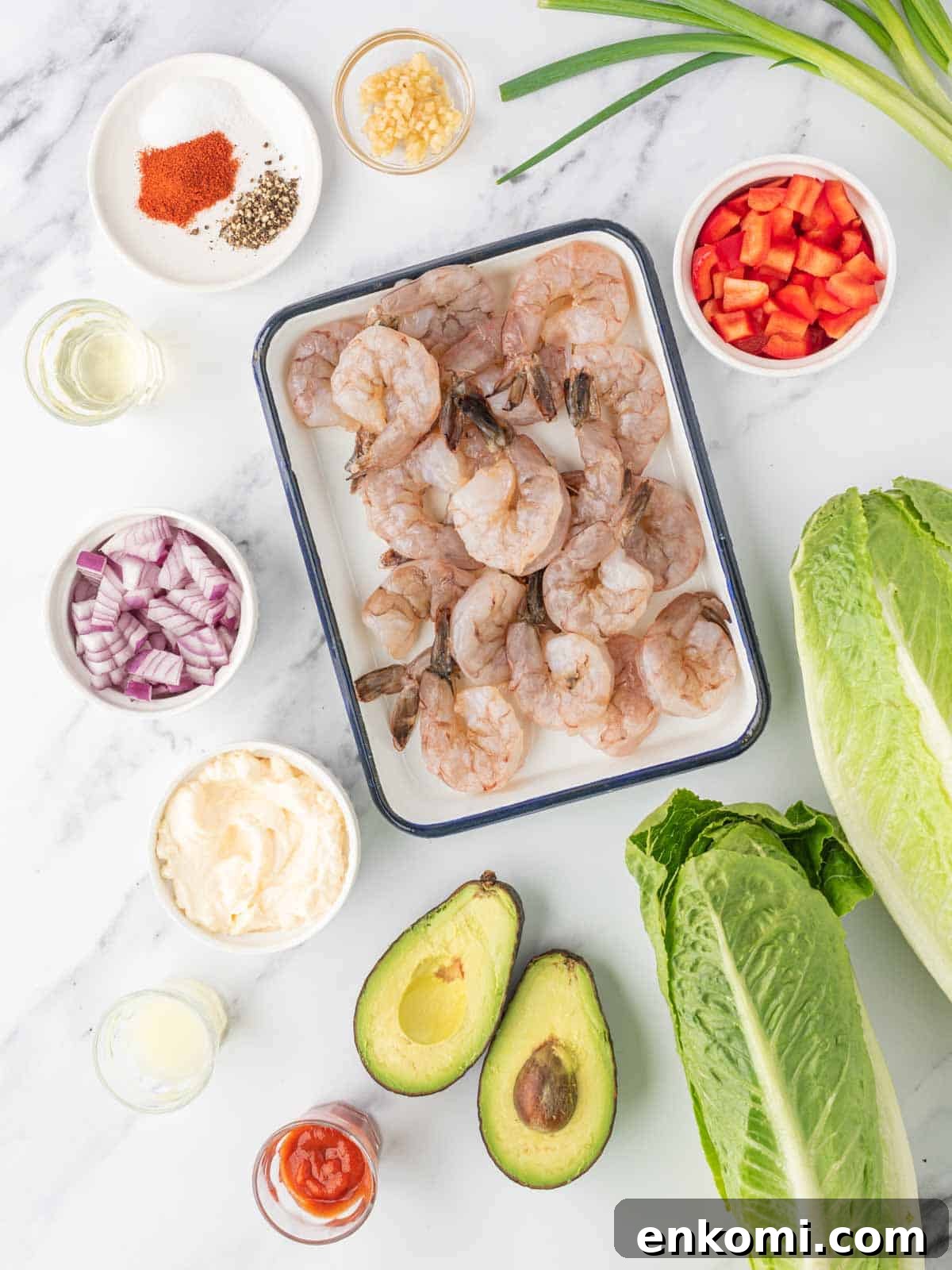 Citrus Shrimp Salad with Crisp Lettuce and Avocado 3 Ingredients needed for shrimp lettuce salad.