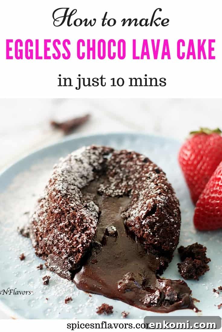pin image of eggless choco lava cake