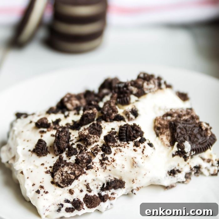 slice of Oreo dessert on plate