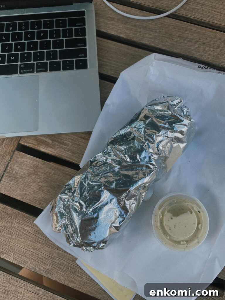 Skier’s Breakfast Burrito at Beaumont Bakery: A Local Favorite 2 breakfast burrito in tinfoil