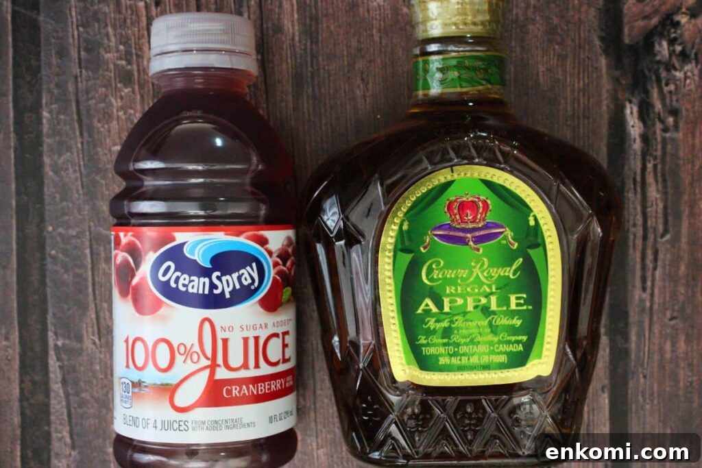 ingredients to make crownberry apple cocktail