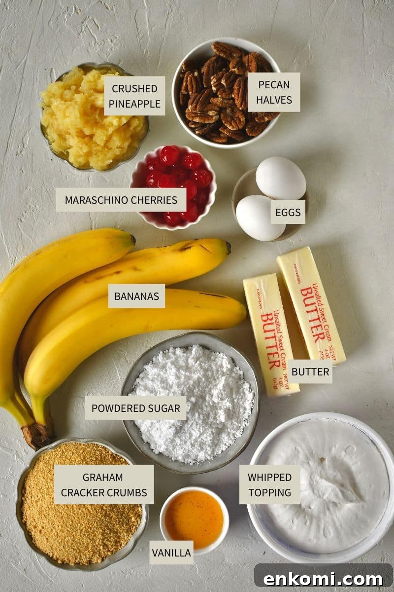 Decadent Banana Split Layer Cake Recipe 3 Ingredients needed to make Banana Split Cake.