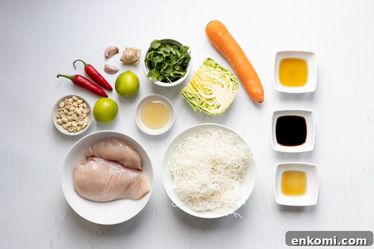 Asian Chicken Noodle Salad with Crunchy Veggies & Sesame Dressing 3 Ingredients for Asian chicken noodle salad