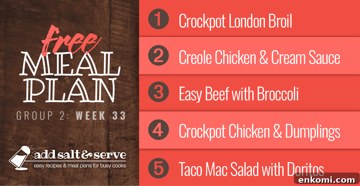 List of recipes in meal plan week 33 (group 2)