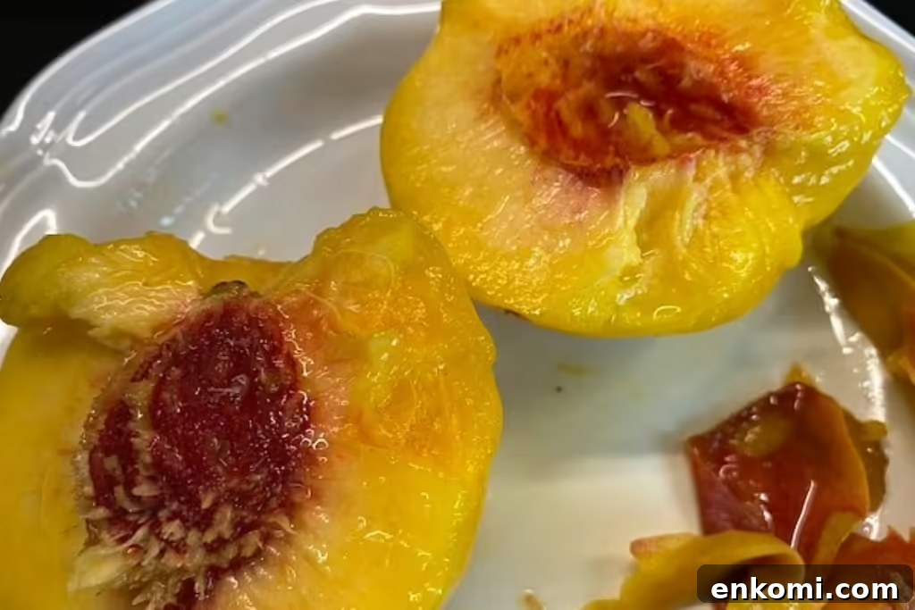 Make the Ultimate Fresh Peach Crisp Tonight 7 peaches in pan