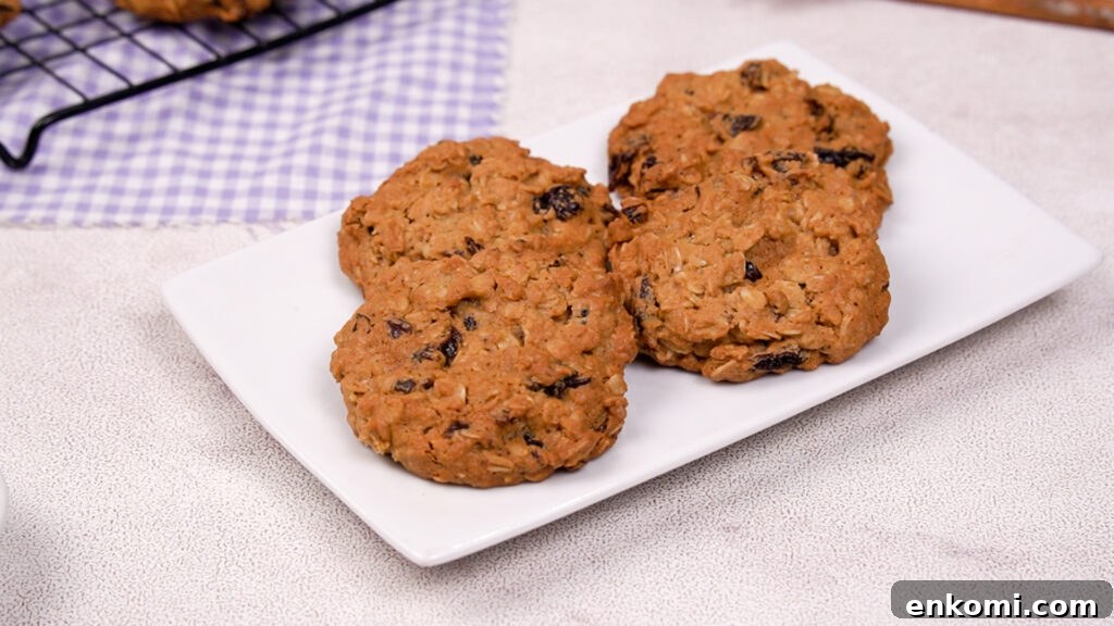 Close-up of finished cookies on a plate.