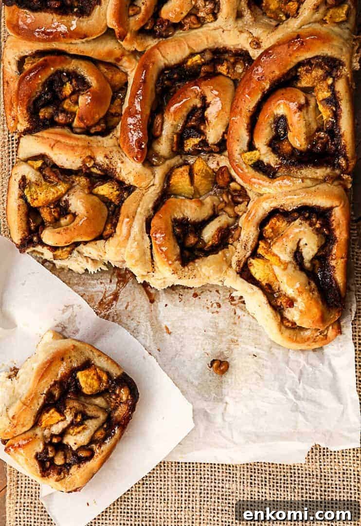 Peach Pecan Cinnamon Rolls with Sticky Glaze 3 Peach Pecan Cinnamon Buns