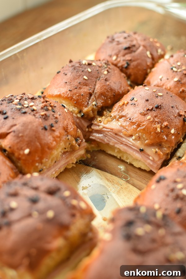 Cheesy Ham Sliders Recipe for Quick Party Sandwiches 6 ham and cheese sliders | NoBiggie.net