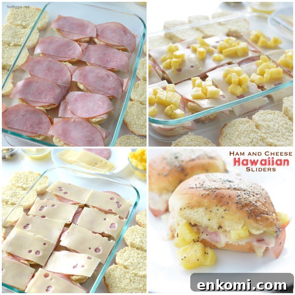 Cheesy Ham Sliders Recipe for Quick Party Sandwiches 9 Ham and Cheese Hawaiian Sliders these are so good! | NoBiggie.net