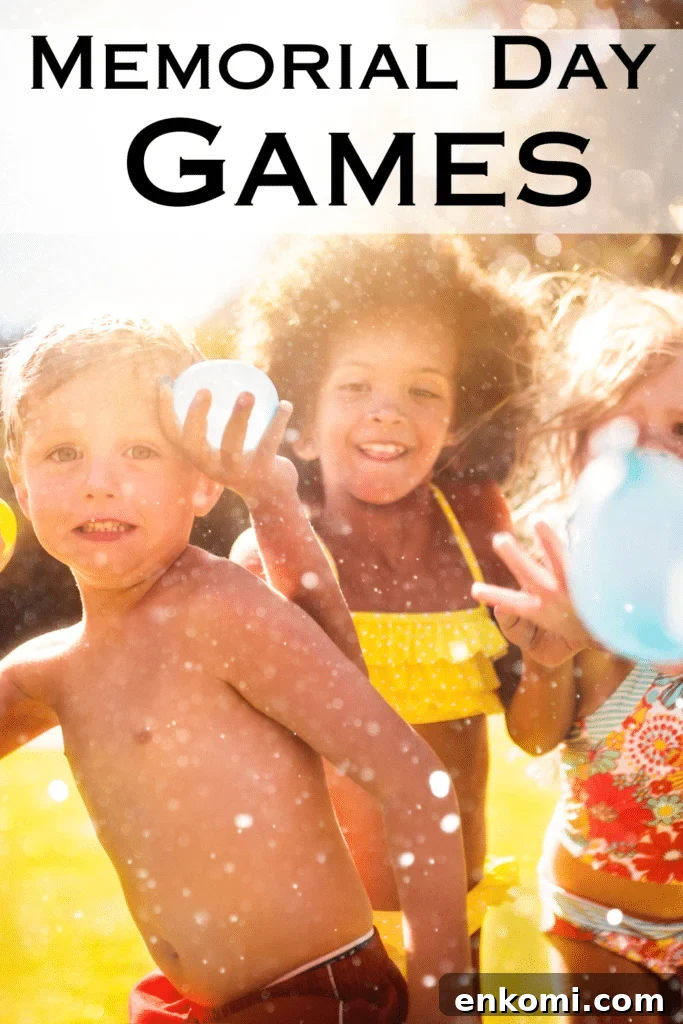 memorial day balloon toss games with text