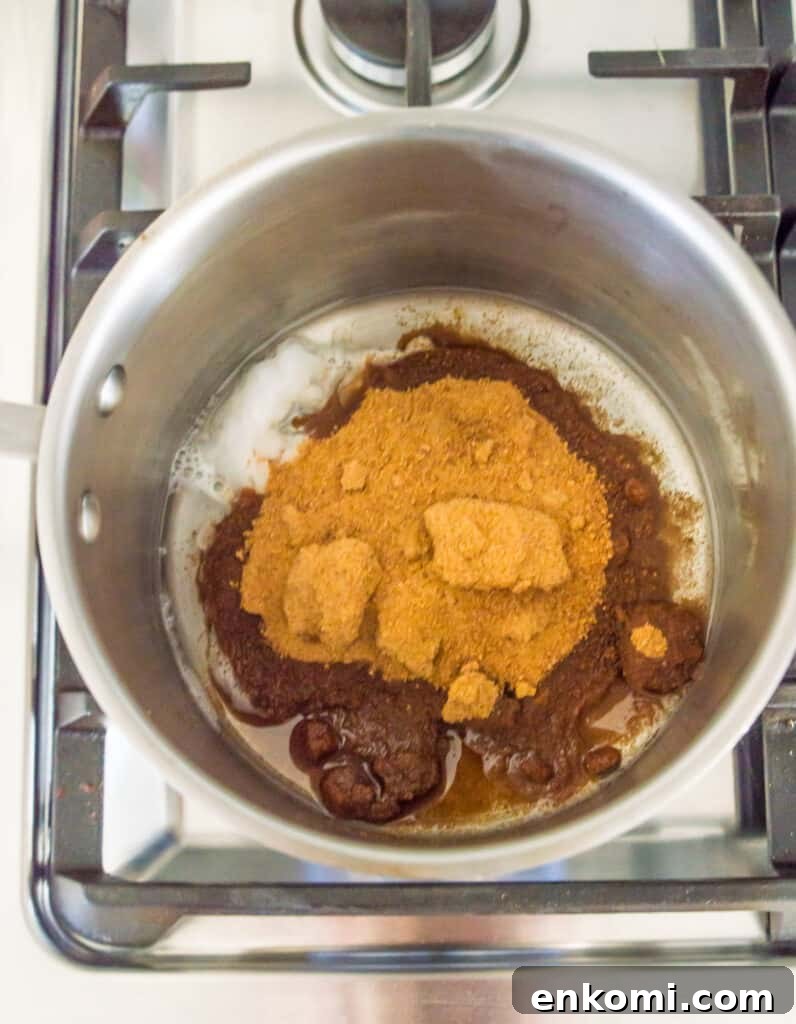 A pot with coconut sugar and coconut oil in it.