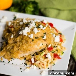 Hummus Baked Chicken and orzo