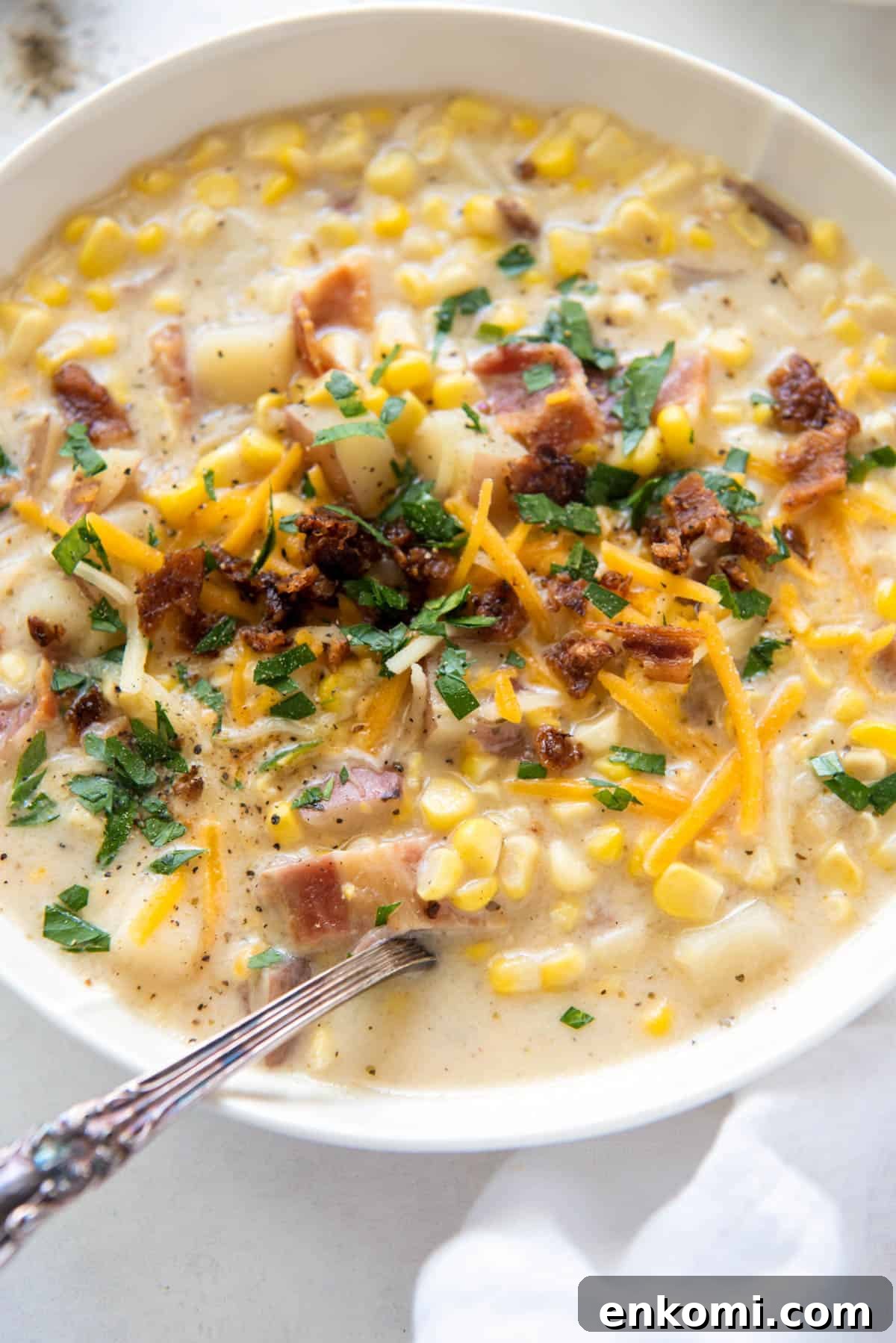hearty bowl of corn chowder