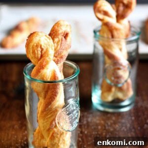 Cinnamon Croissant Twists: Croissant Series — Part 2 2 Cinnamon twists in glasses.