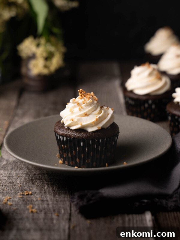 7 Wild Spring Flowers to Forage in the Pacific Northwest 26 A chocolate cupcake with elderflower buttercream