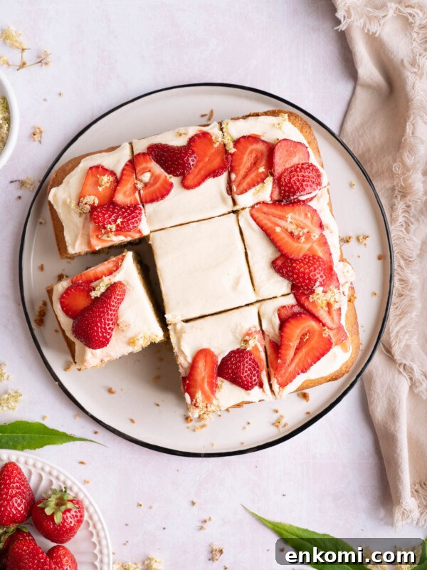 7 Wild Spring Flowers to Forage in the Pacific Northwest 27 Strawberry elderflower cake cut into pieces
