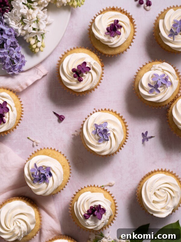 7 Wild Spring Flowers to Forage in the Pacific Northwest 36 Lilac cupcakes decorated with lilac flowers in various shades of purple and white