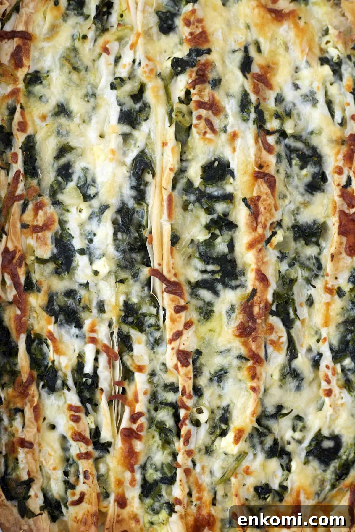 easy spanakopita recipe in a baking dish.