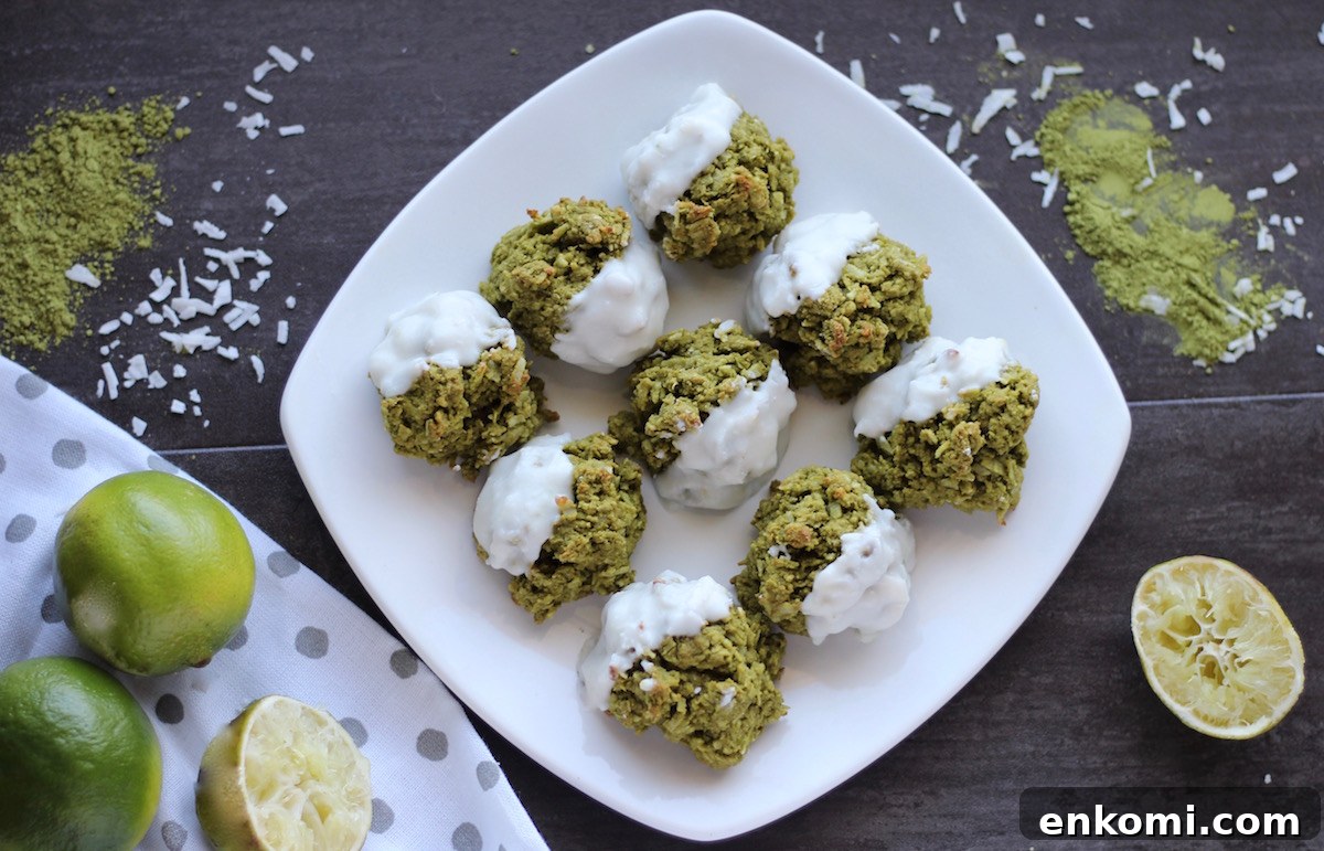 Paleo Matcha Lime Macaroons (AIP) - these egg-free macaroons are soft, chewy and full of matcha green tea and lime flavor! Yum! | fedandfulfilled.com