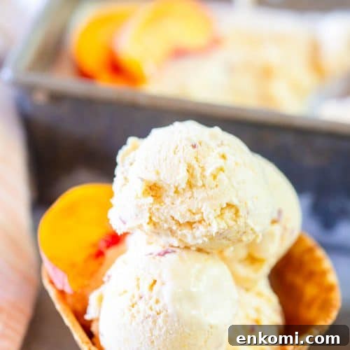 No Churn Peach Ice Cream