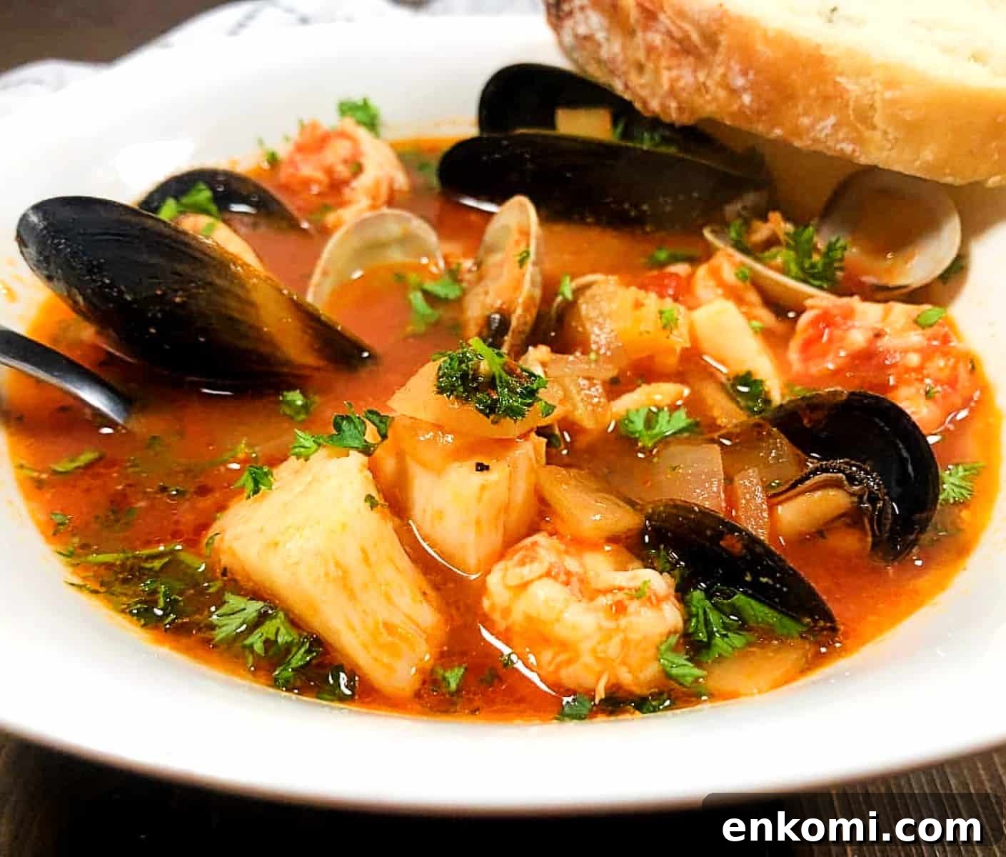 closeup of homemade cioppino.