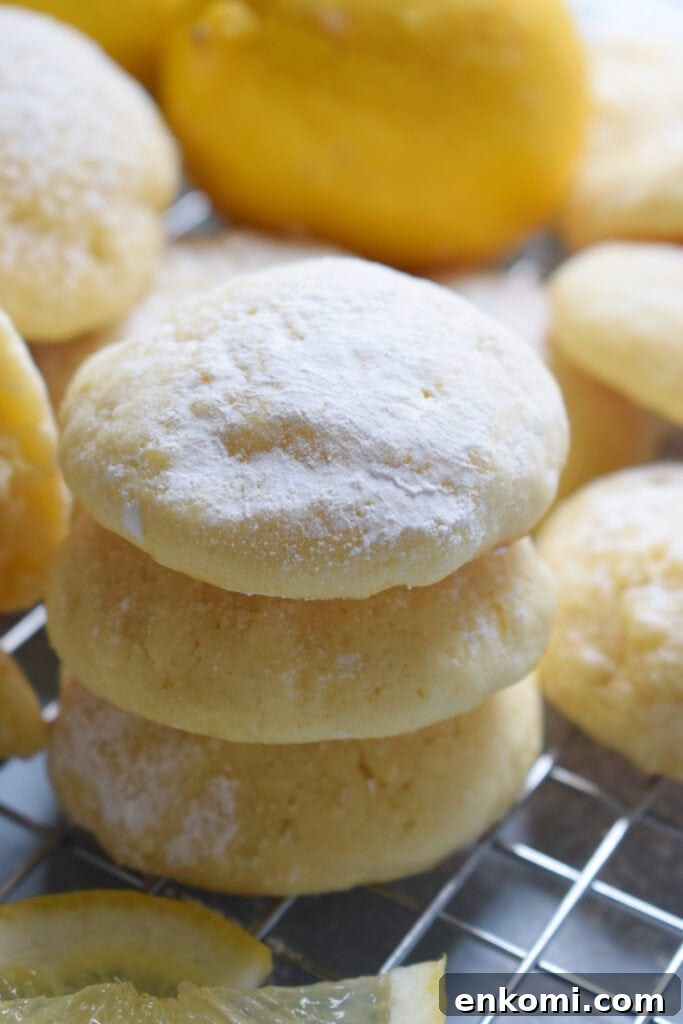 A stack of soft lemon cookies.