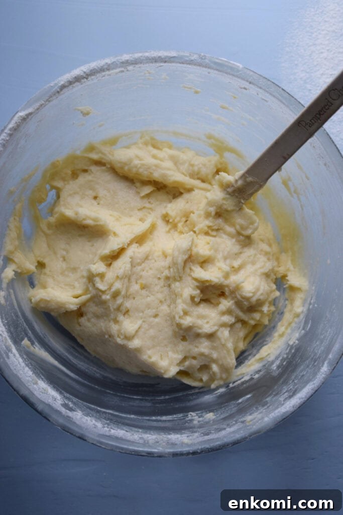 Lemon cookie dough in a bowl.