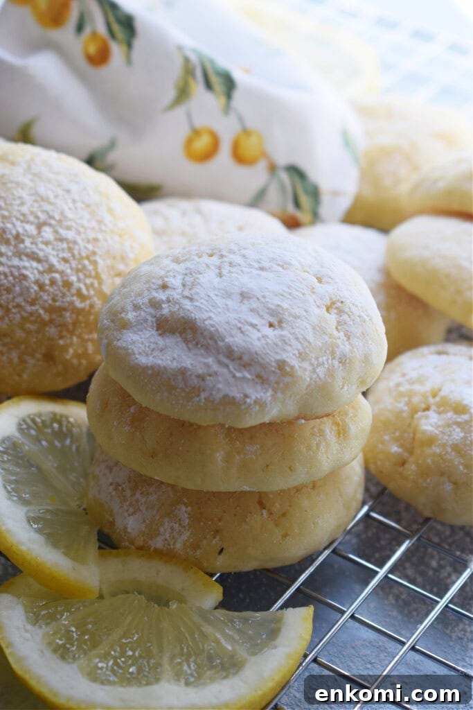 A stack of soft lemon cookies.