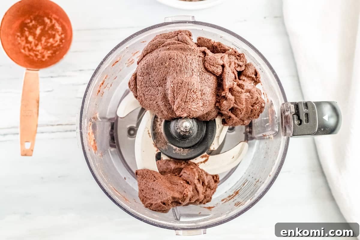 thin mint cookie dough in a food processor.
