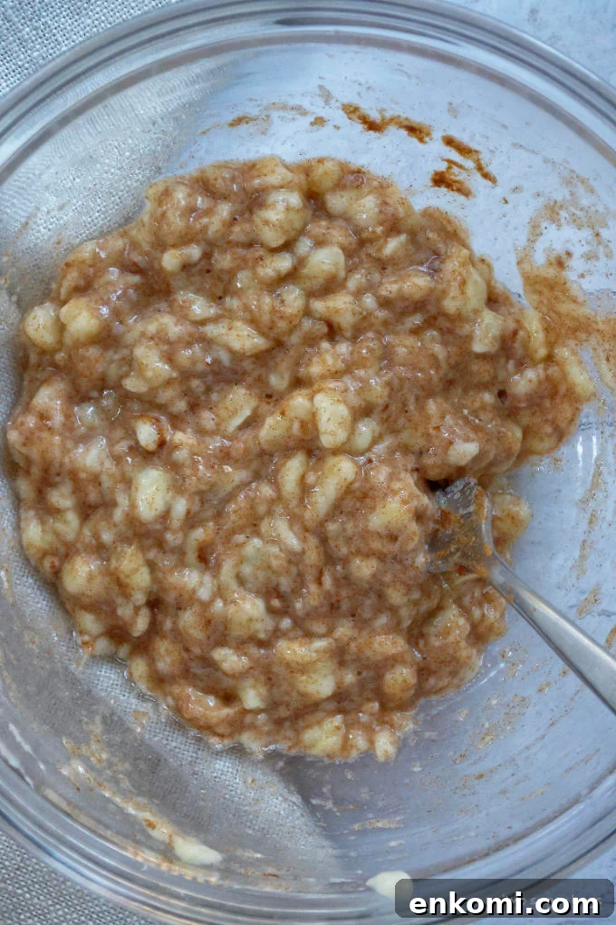 mashed banana layer for banana pecan bars