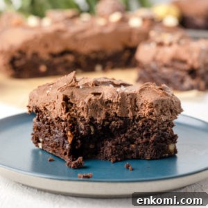 Slice of Ferrero Rocher Brownie ready to eat