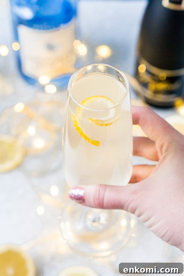 French 75 - Lemon, gin, and champagne cocktail