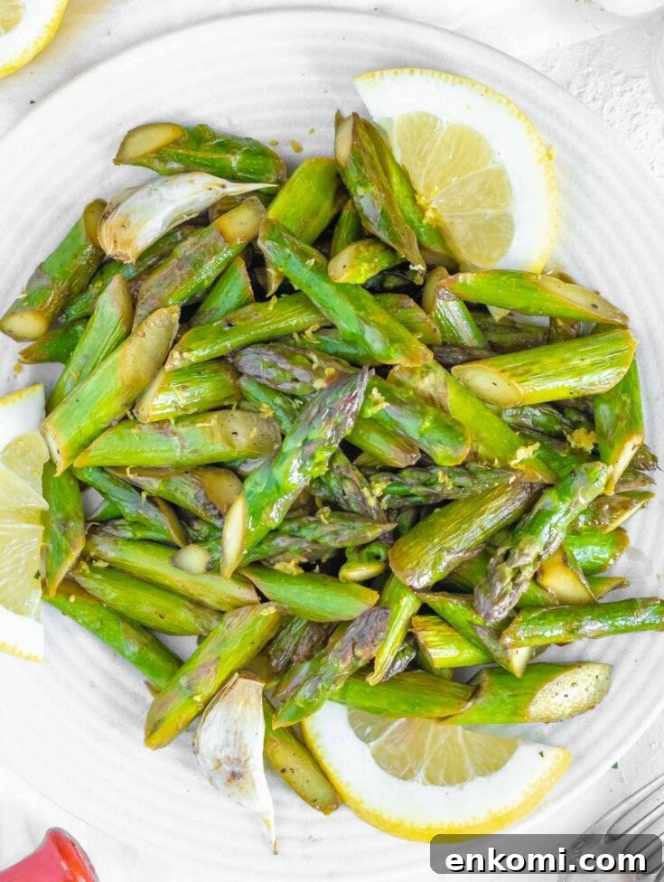 sautéed asparagus served with lemon