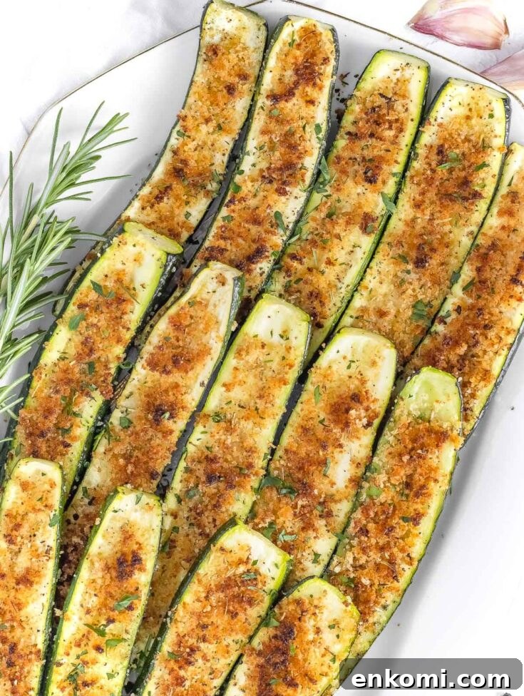 roasted zucchini with breadcrumbs topping