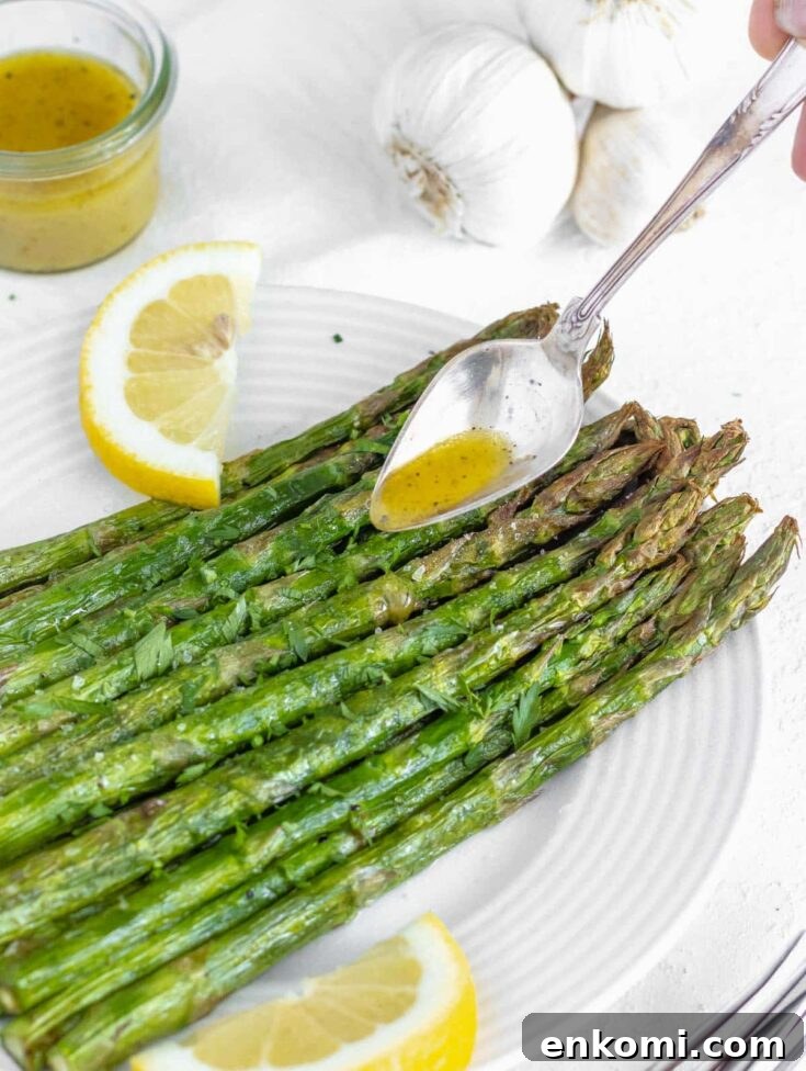 air fried asparagus with mustard vinaigrette