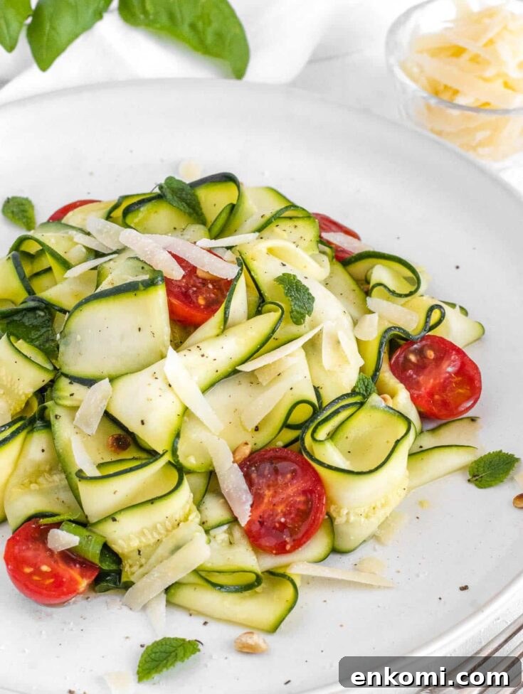 raw zucchini salad with cherry tomatoes