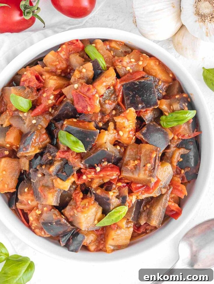 Sautèed eggplant in a bowl