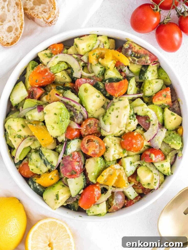 avocado salad with cucumber and tomatoes