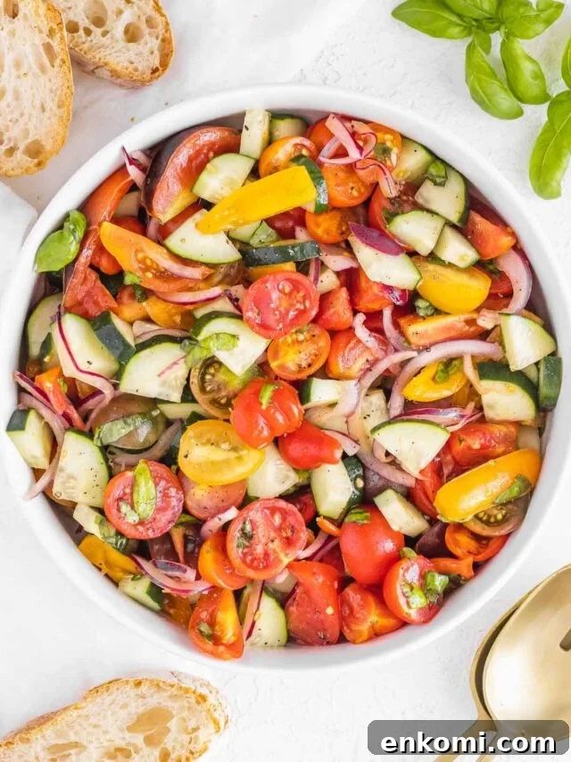 cucumber tomato salad with basil
