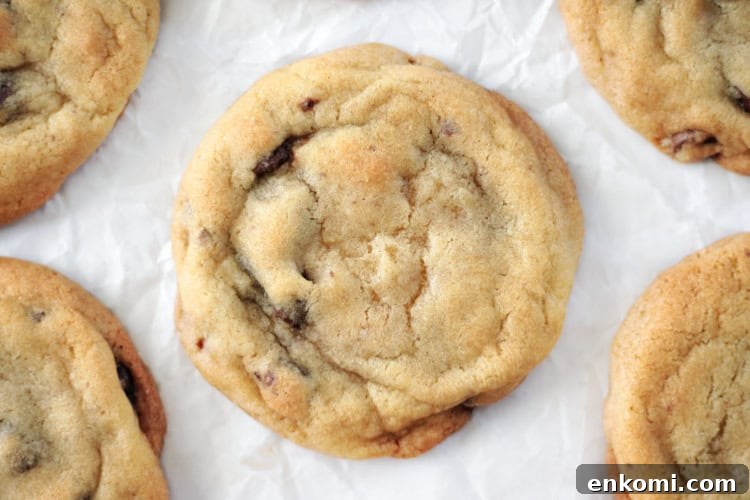 Cookie on parchment paper.