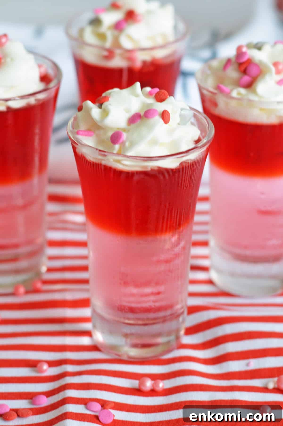 Valentines Day layered shot in tall shot glass