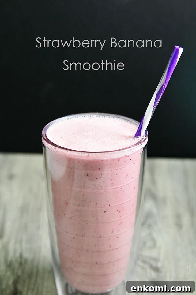 Creamy Strawberry Banana Smoothie Recipe for a Refreshing Start 3 Strawberry Banana Smoothie Recipe | © addapinch.com