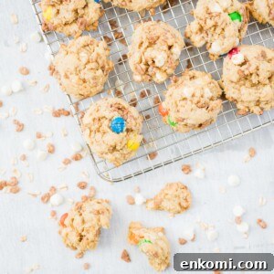 Chewy Chocolate Rice Krispie Cookie Recipe 11 Chocolate Rice Krispies Cookies on a cooling rack