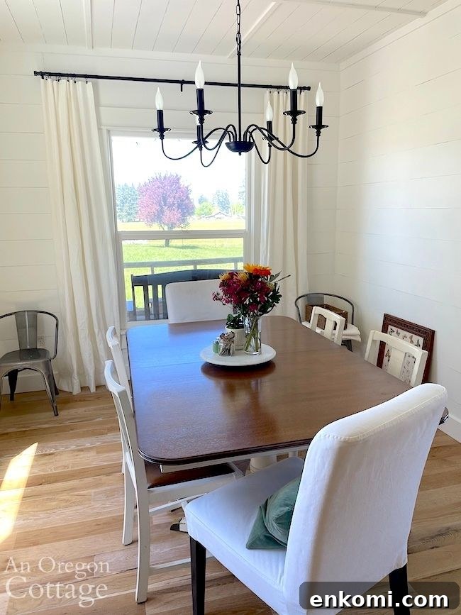 dining room with curtains
