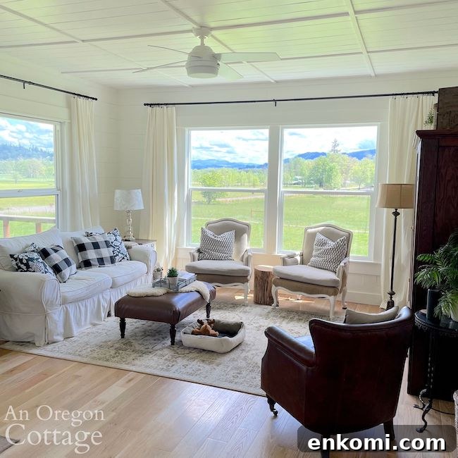 living room with curtains