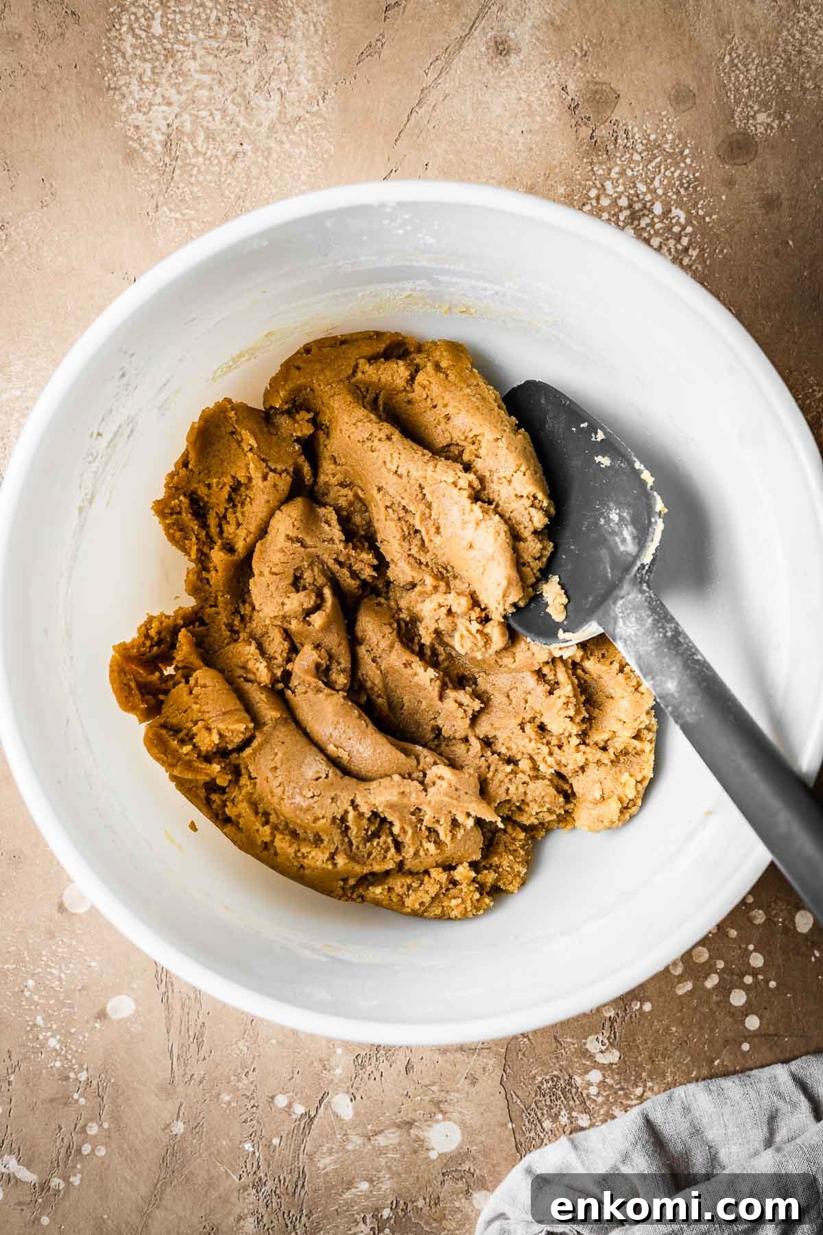 Biscoff Blondie Bars with Cookie Butter Swirl 6 Dough for bar cookies in a mixing bowl.