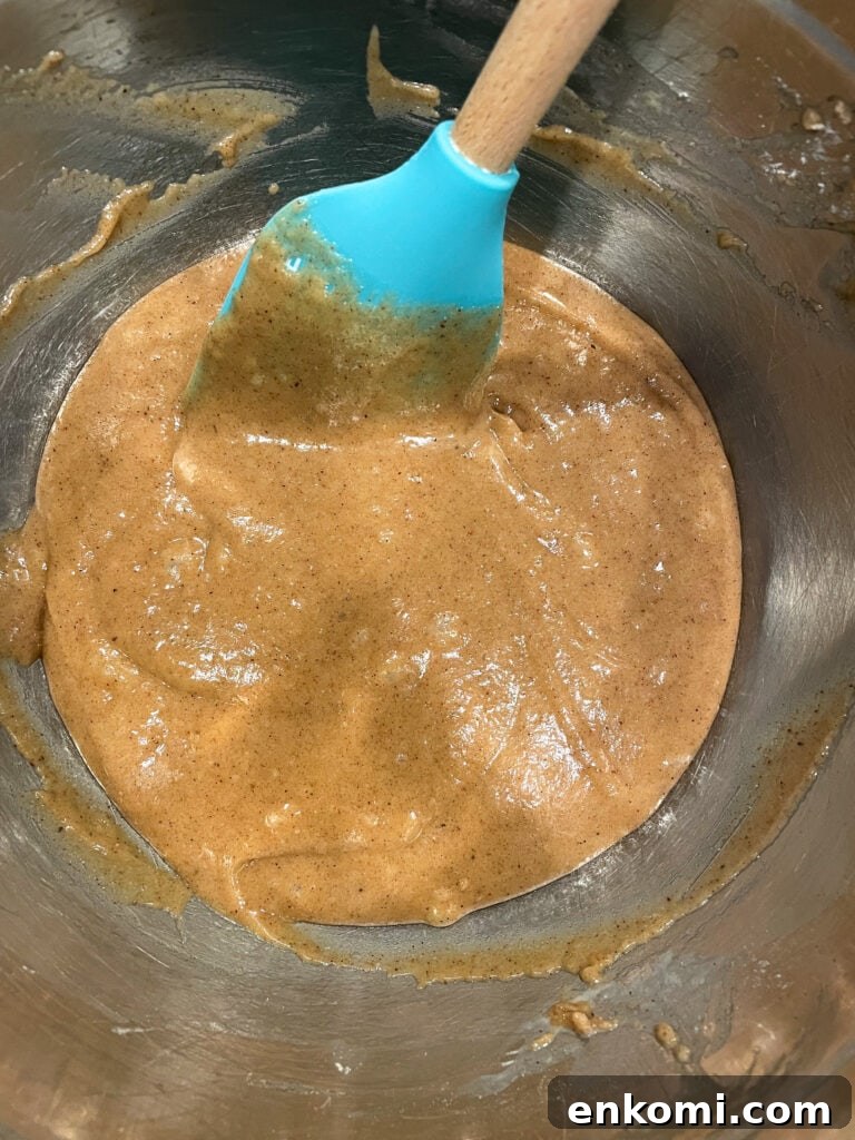 overhead shot of spiced apple crumb cake batter.