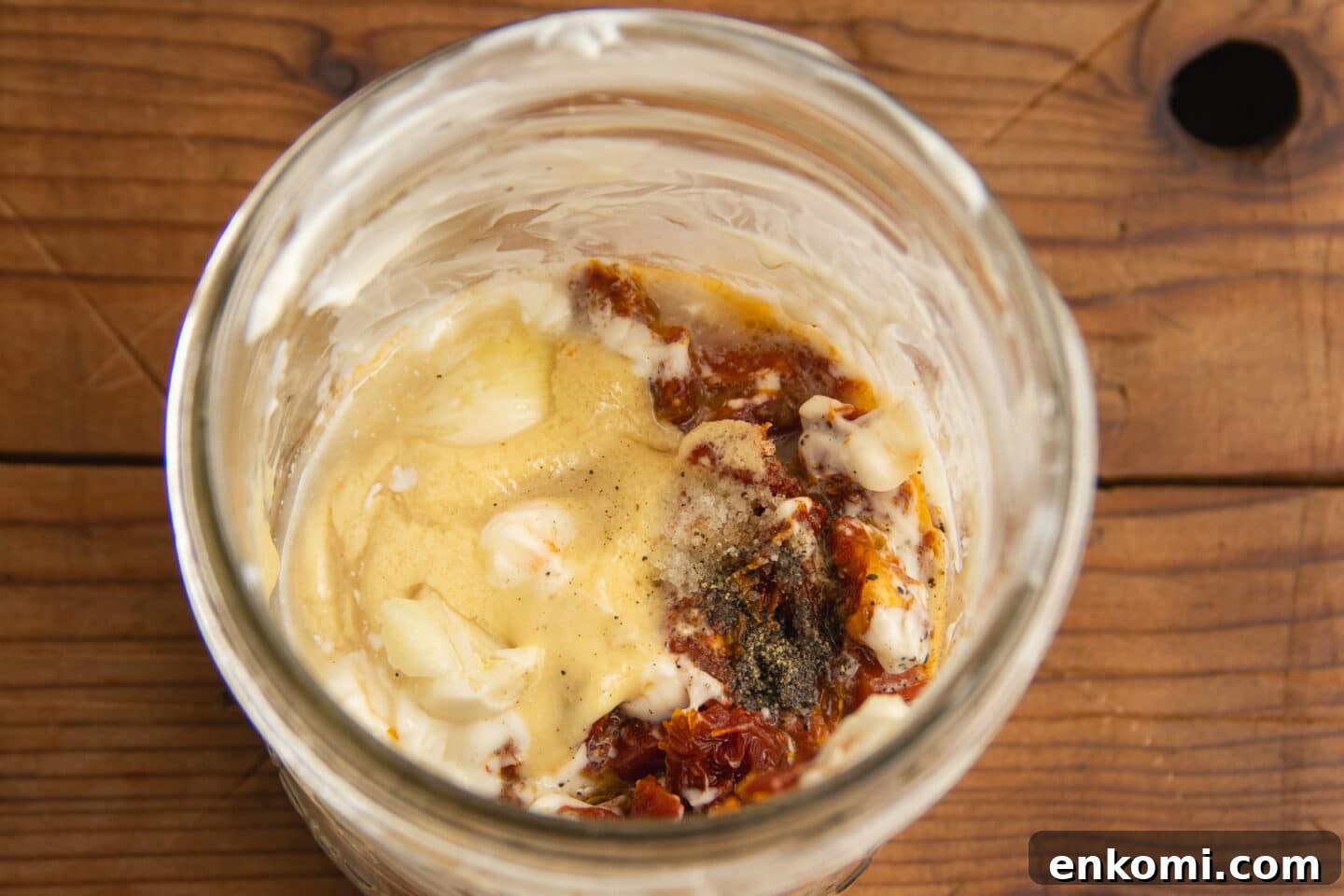 This is a picture of all the ingredients added together in a jar.