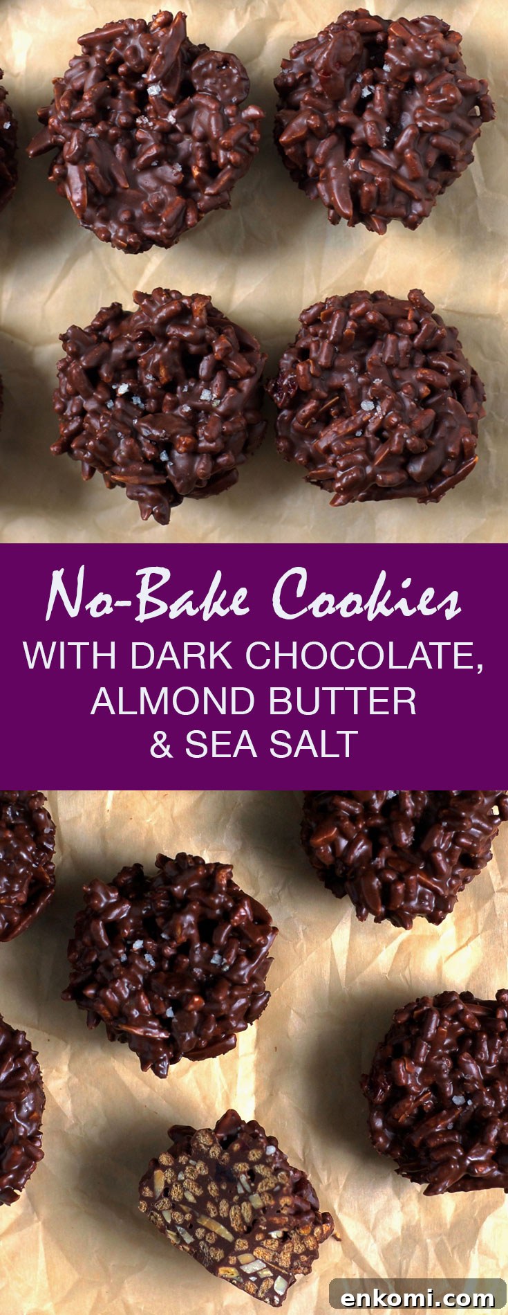 Dark Chocolate Almond Butter No-Bake Cookies with Sea Salt 5 No-Bake Cookies with Dark Chocolate, Almond Butter & Sea Salt